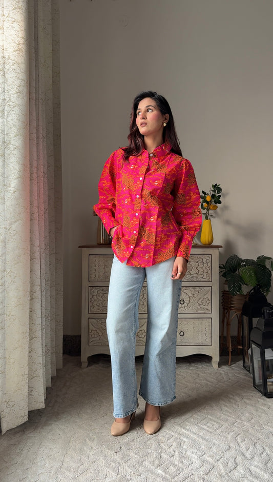 Gulabi Shobha Tiger print Cotton Shirt