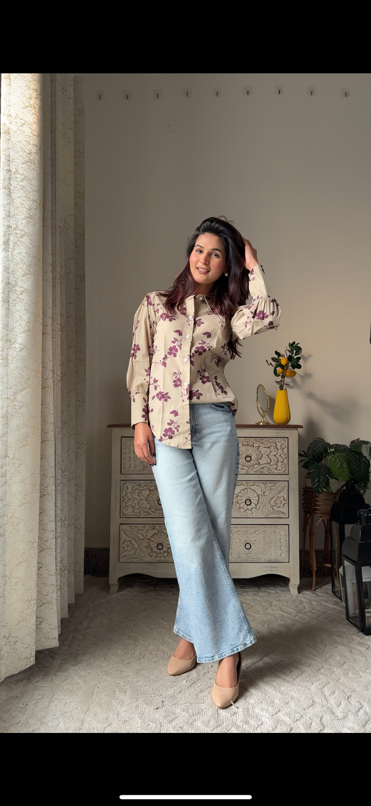 Purple Bagheecha Cotton Oversized Shirt