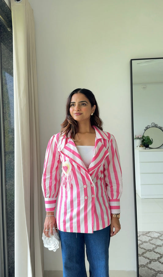 Candy Stripe Blazer Shirt