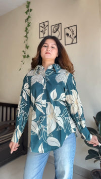 Emerald Bloom Cotton Shirt