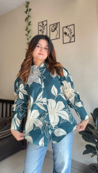 Emerald Bloom Cotton Shirt
