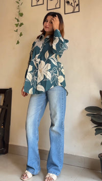 Emerald Bloom Cotton Shirt