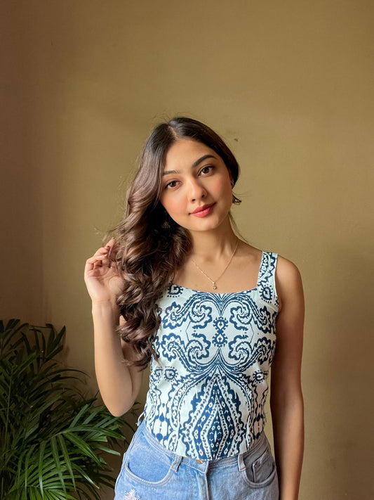 Indigo Charm Sleeveless Top