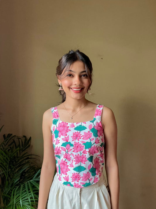 Pink Bloom Sleeveless Top