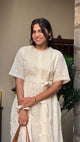 White Schiffli Cotton Dress with Belt
