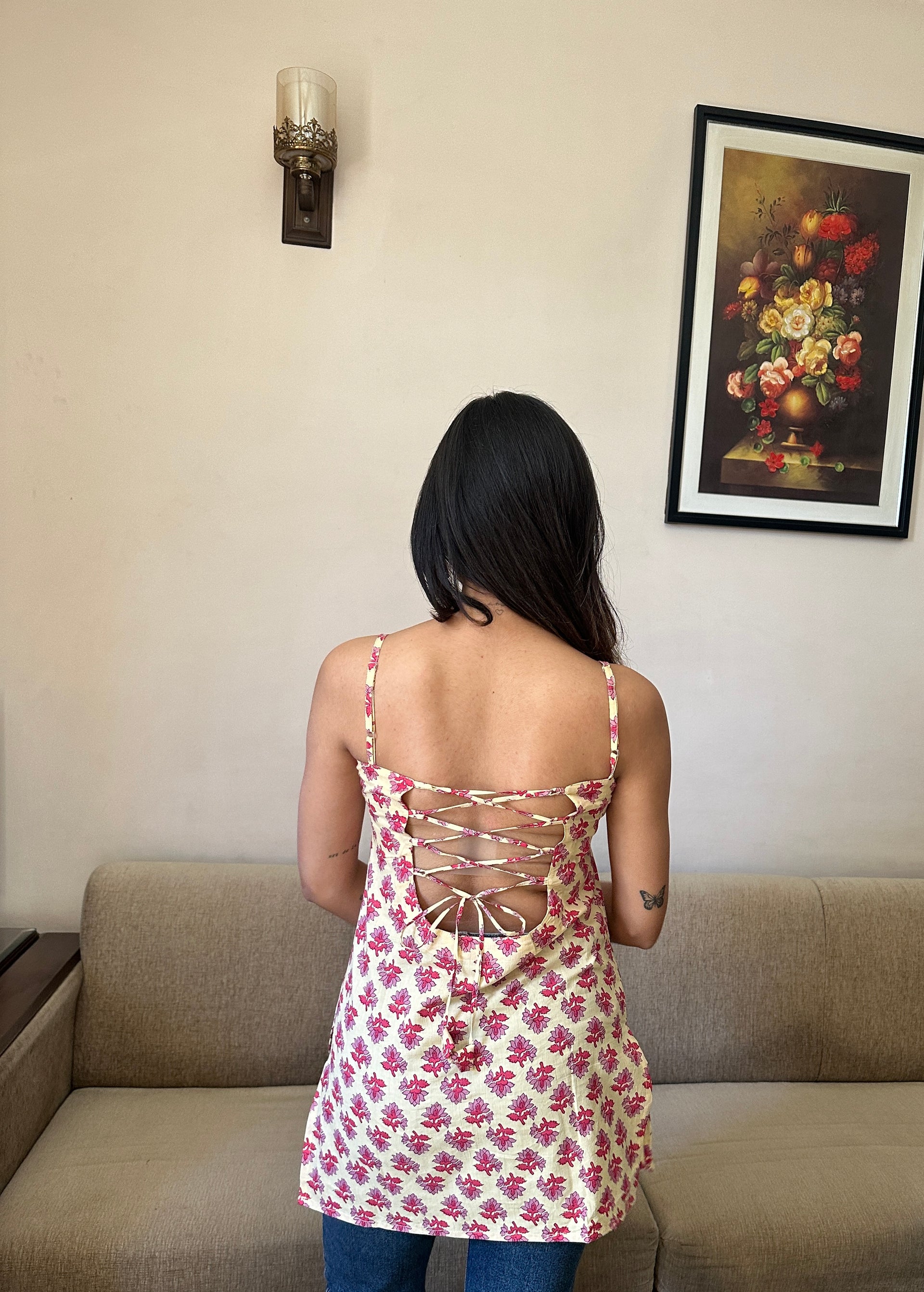 Myra White & Pink Cotton Top