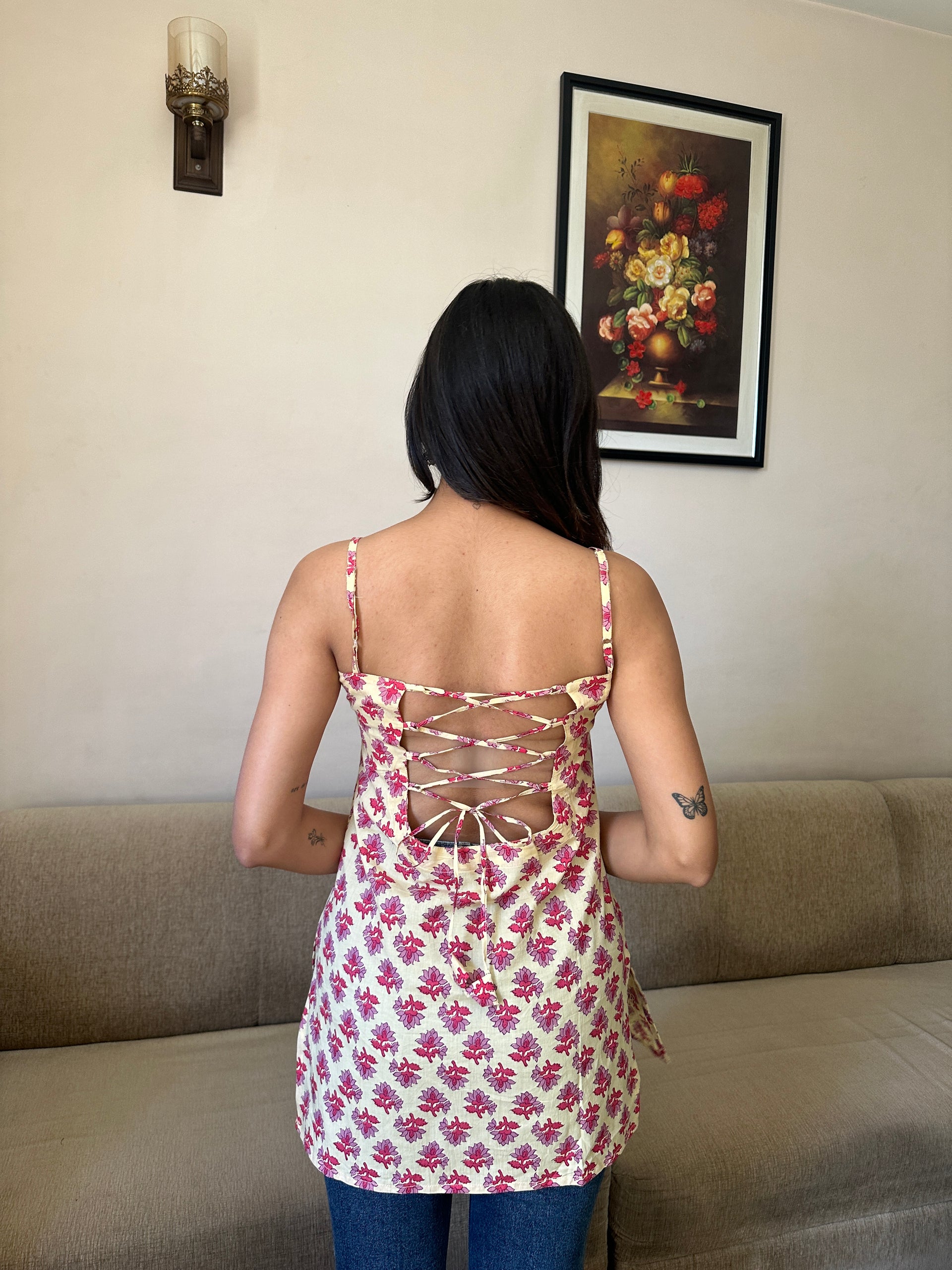Myra White & Pink Cotton Top