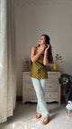 Anvi Olive Green Top with Back Belt