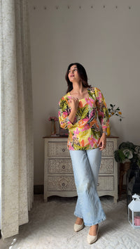 Megha Multicolored Pure Cotton Short Kurta Top