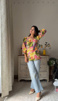 Megha Multicolored Pure Cotton Short Kurta Top