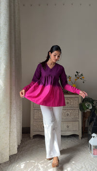 Ombre Pink & Purple Cotton Top