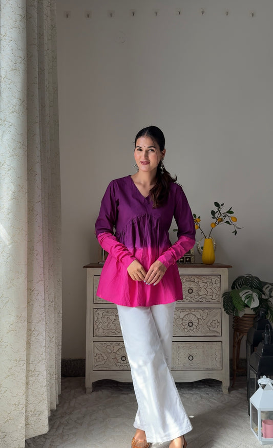 Ombre Pink & Purple Cotton Top