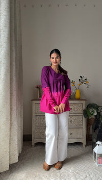 Ombre Pink & Purple Cotton Top