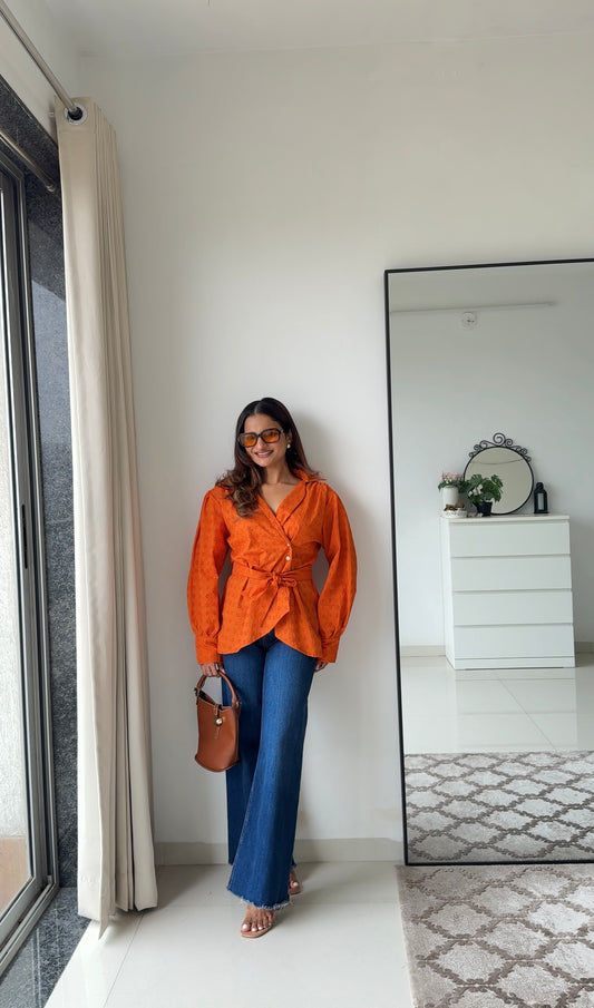 Schiffli Orange - Tie Shirt