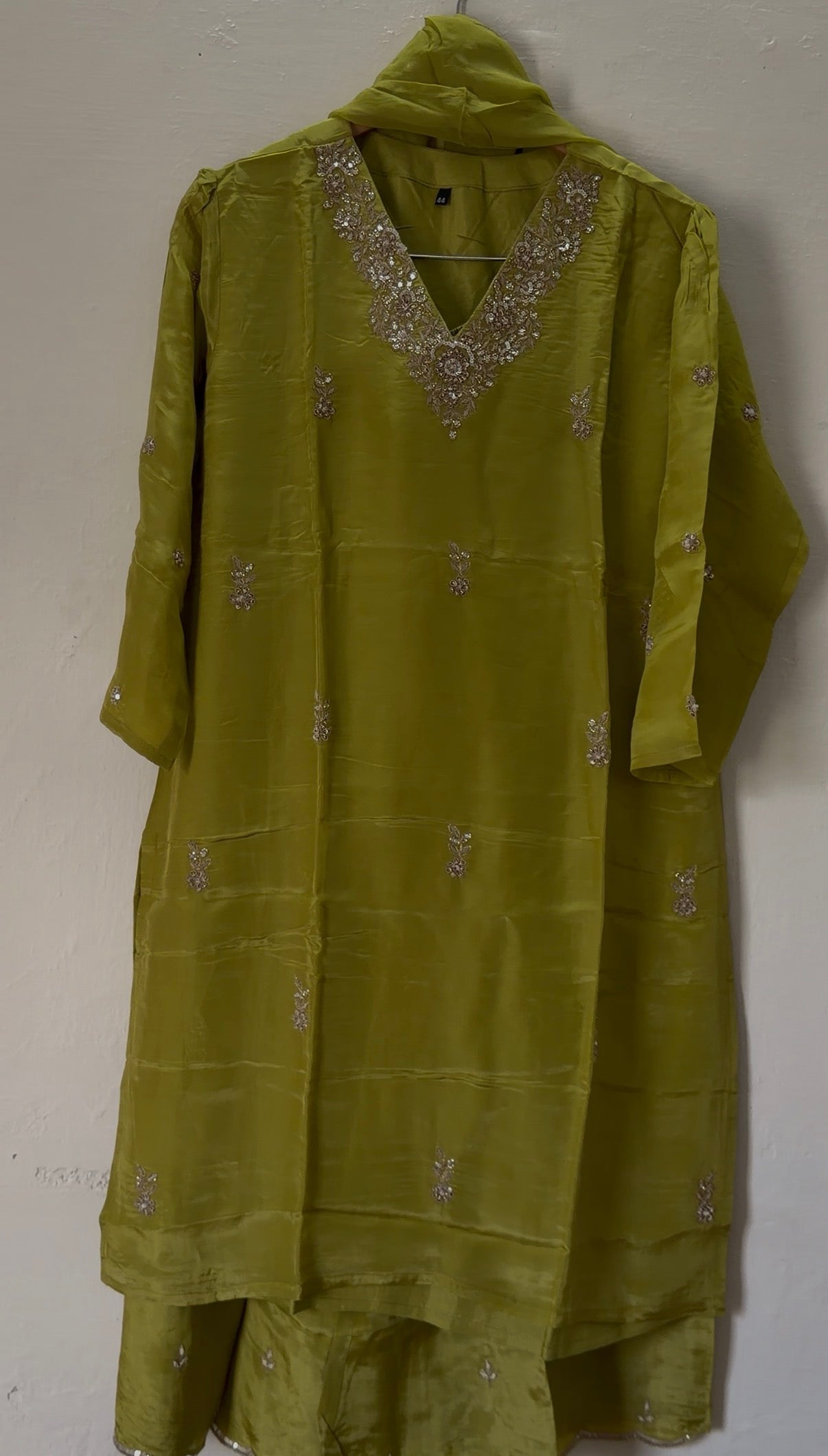 Handwork Festive Palazzo Set with Organza Dupatta