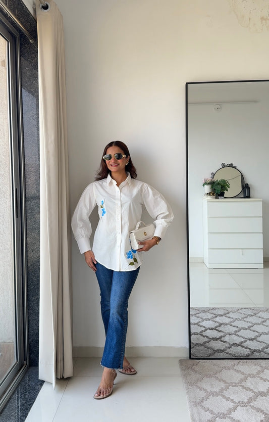 Bluebloom Hand painted Cotton Shirt