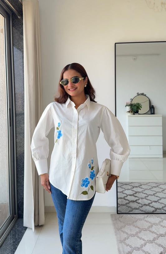 Bluebloom Hand painted Cotton Shirt