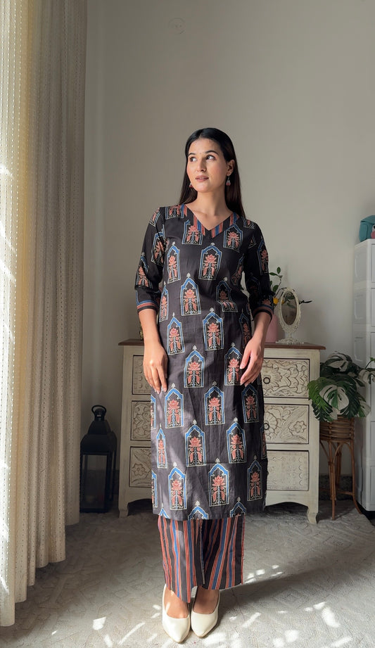 Midnight Jharokha Kurta Set
