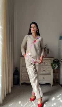 Cotton Floral Brown Coord set with Jute Shrug