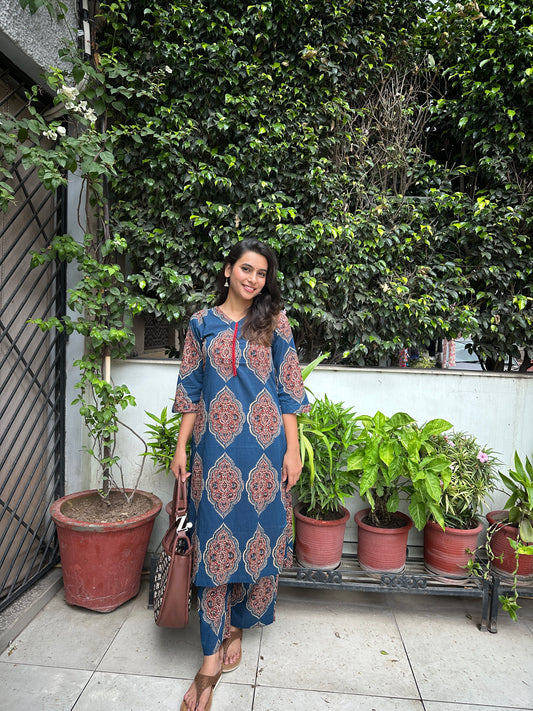 Gulzar Mughal Print Cotton Kurta Set