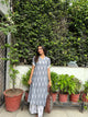 Shvet Ikat Grey Cotton Kurta Set