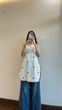 Ruhani Heart Printed Embroidery Sleeveless Top