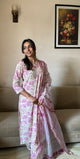 Mishka (मिष्का) - Pink & white Straight Suit Set with lace - Pure Cotton