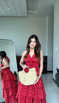 Tara Tiered Cotton Halter Dress