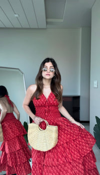 Tara Tiered Cotton Halter Dress