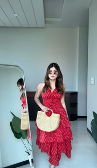 Tara Tiered Cotton Halter Dress