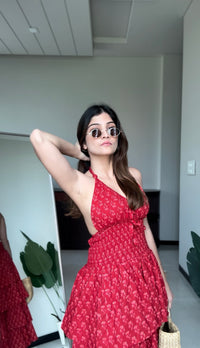 Tara Tiered Cotton Halter Dress
