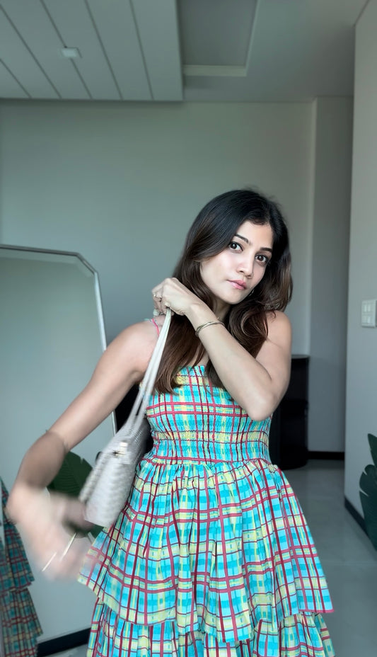 Riwaaz Candy Check Cotton Dress
