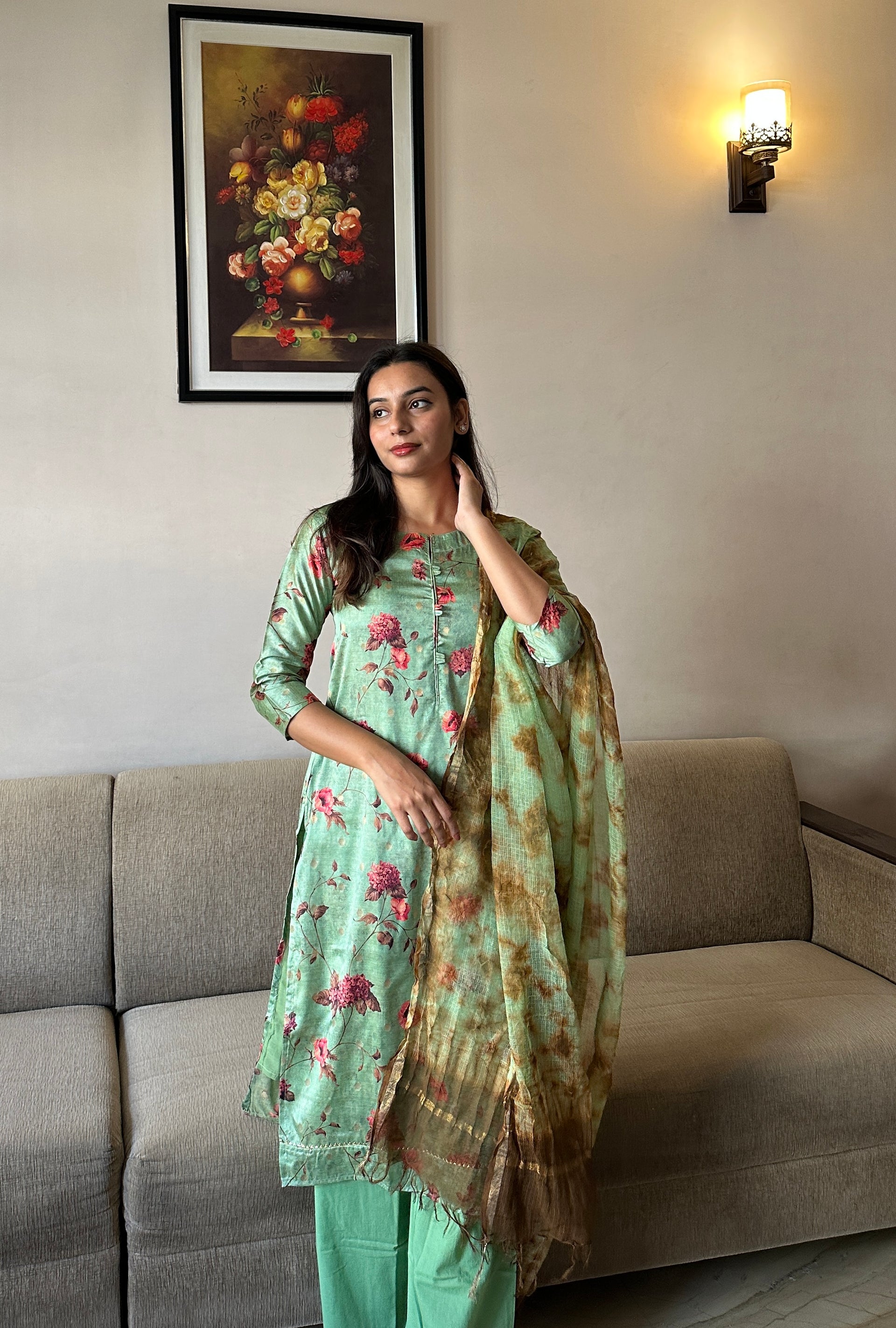 Mitali Floral Silk Suit Set