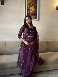 Chanderi Dupatta Set with Organza Dupatta
