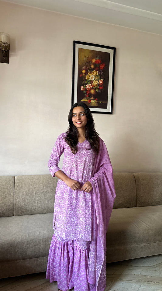 Lavender Bloom Sharara Set