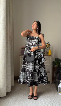 Black Printed Cotton Dress