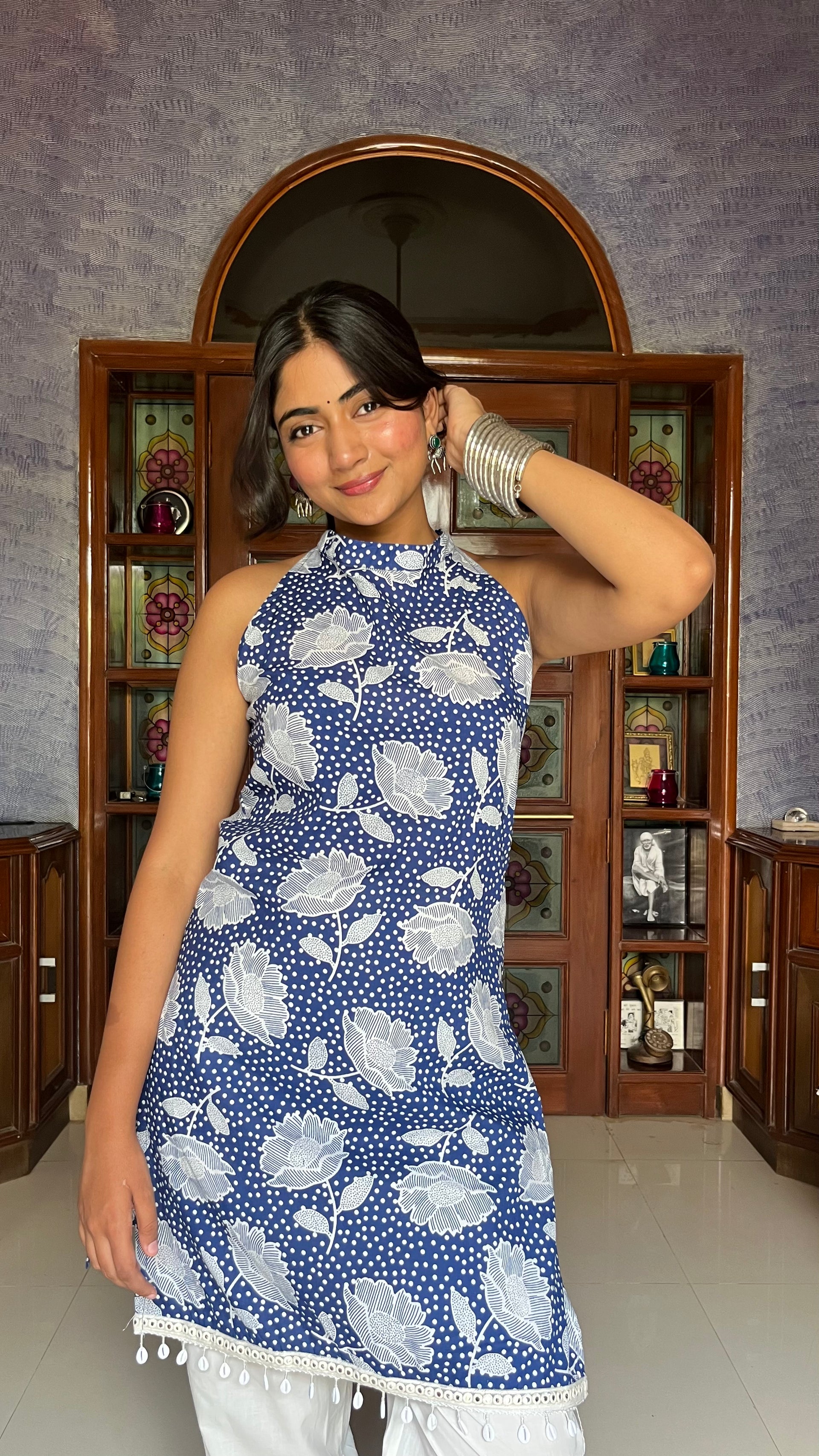 Blue & white Floral Coord set