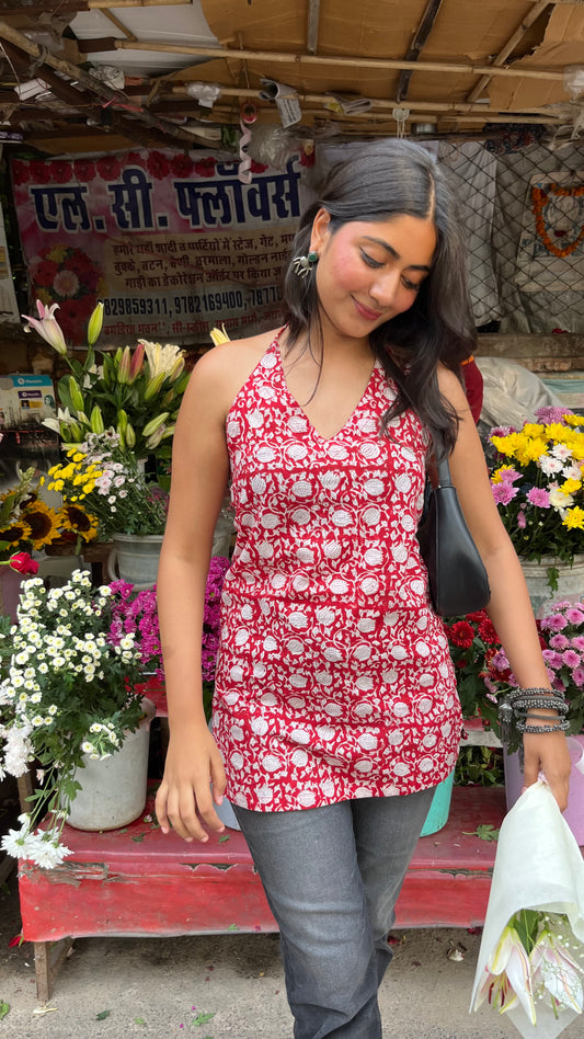 Nayana Halter Neck Bagru Top