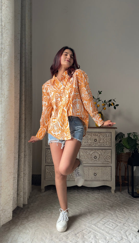 Golden Sunset Paisley Shirt