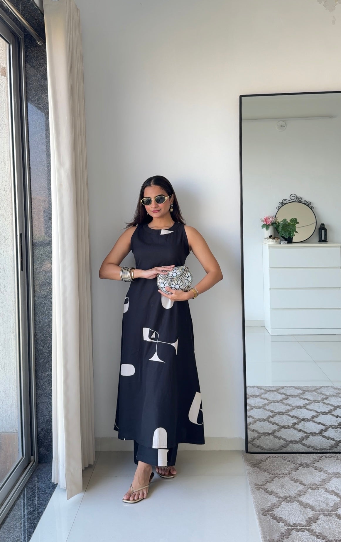 Black Abstract Kurta Set