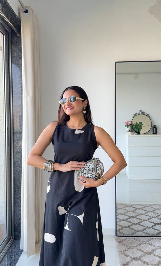 Black Abstract Kurta Set