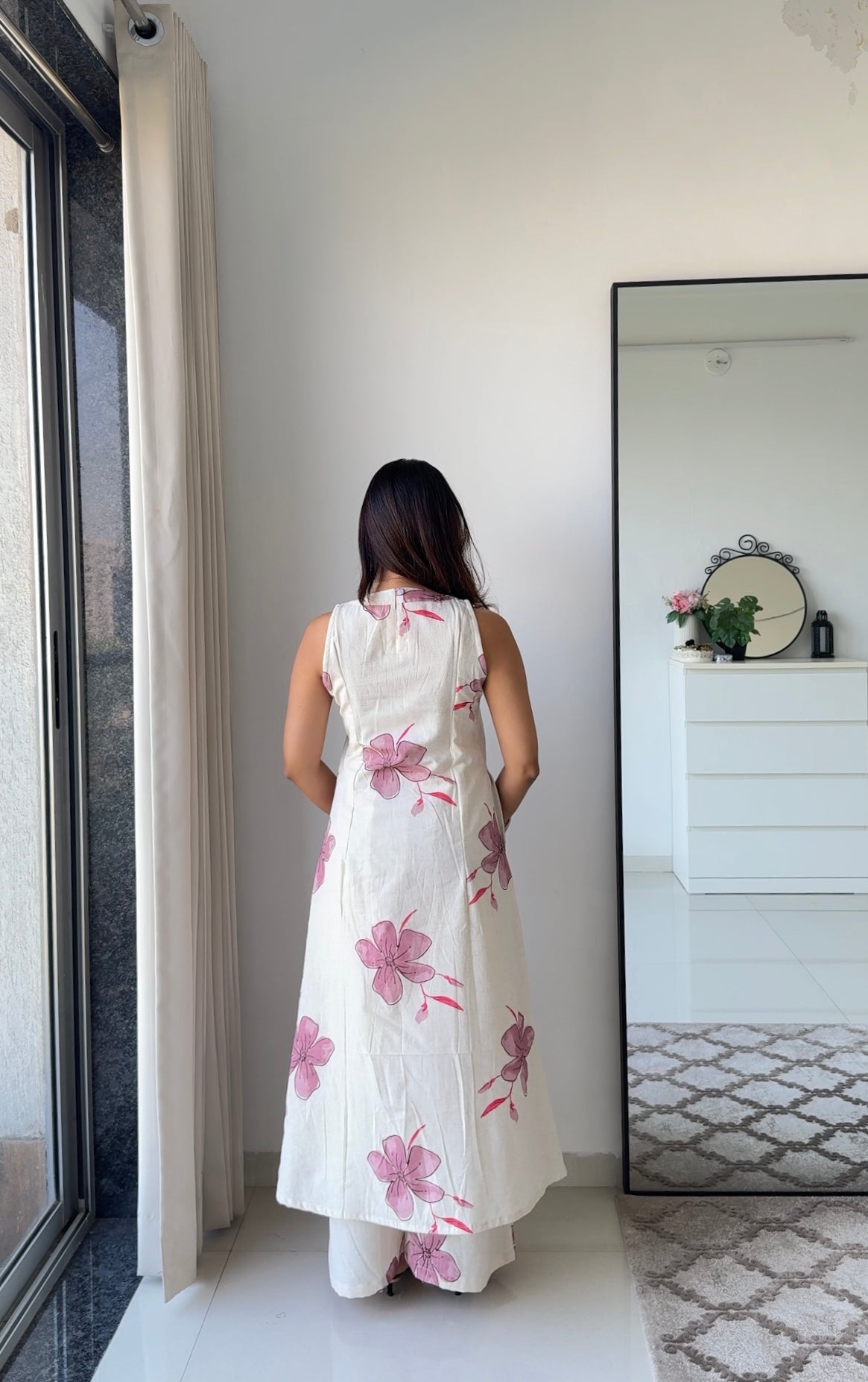 Ivory & Blush Floral Sleeveless Dress Set