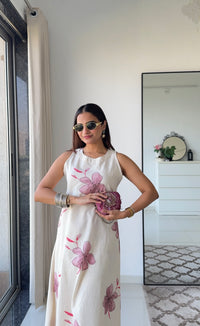 Ivory & Blush Floral Sleeveless Dress Set