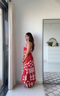 Red Ikat Sleeveless Set