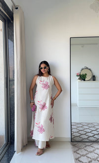Ivory & Blush Floral Sleeveless Dress Set