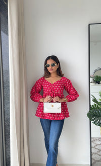 Diya Pink Peplum Top
