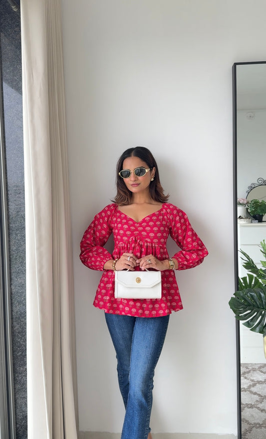 Diya Pink Peplum Top