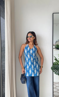Lisa Sleeveless Blue Top