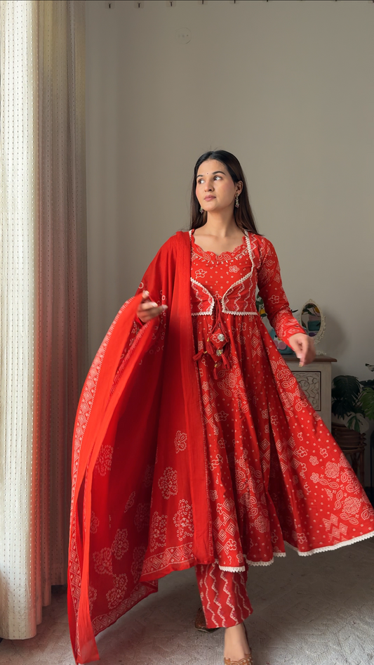 Raktambara Anarkali Set