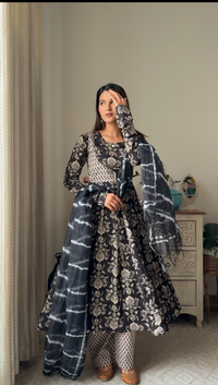 Shyaamika Anarkali Set with kota doria dupatta
